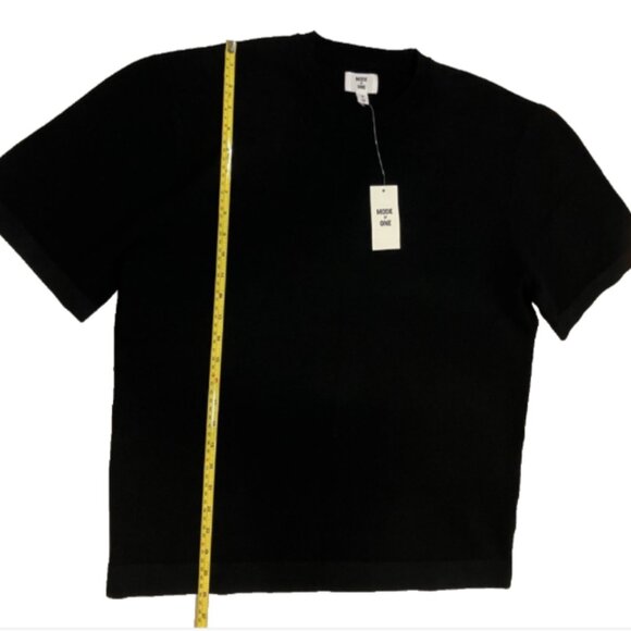 Mode of One Men's Relaxed-Fit Short Sleeve Crewneck Sweater Deep Black Size M - Picture 6 of 6